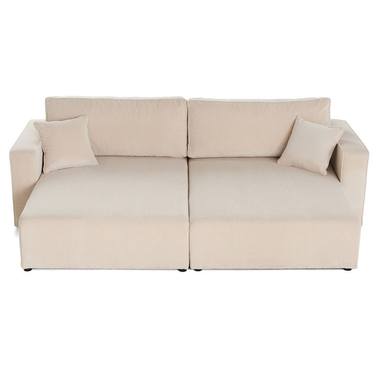 BEST MOBILIER Topaze - canapé droit 4 places avec double méridienne - assise profonde - en velours côtelé