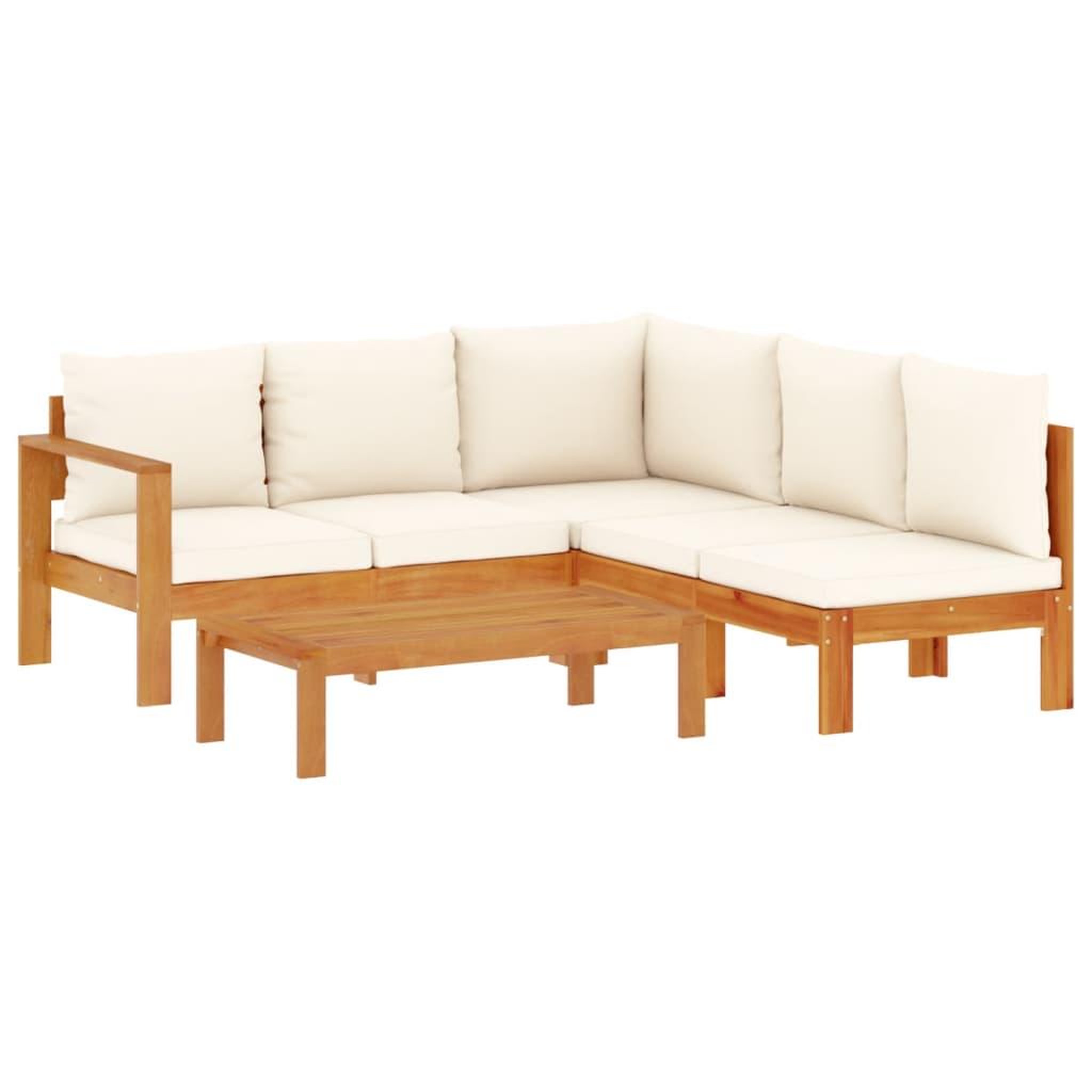 Voir la diapositive 2 : VIDAXL Salon de jardin avec coussins 4 pcs bois d'acacia massif