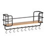 Voir la diapositive 1 : Wenko Etagère murale Loft avec tablette et 10 crochets - en Métal et Bambou - Noir et marron