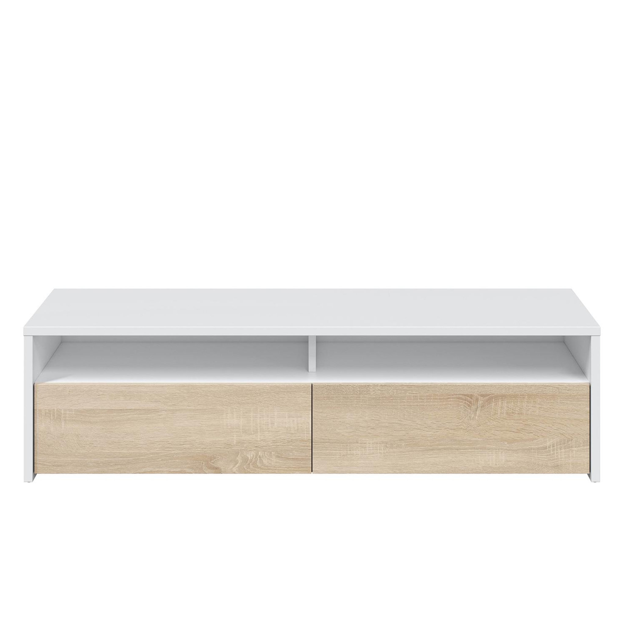 Voir la diapositive 2 : VS VENTA-STOCK Meuble tv Silva 2 portes, blanc et chêne, 130 cm longueur