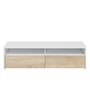 Voir la diapositive 2 : VS VENTA-STOCK Meuble tv Silva 2 portes, blanc et chêne, 130 cm longueur