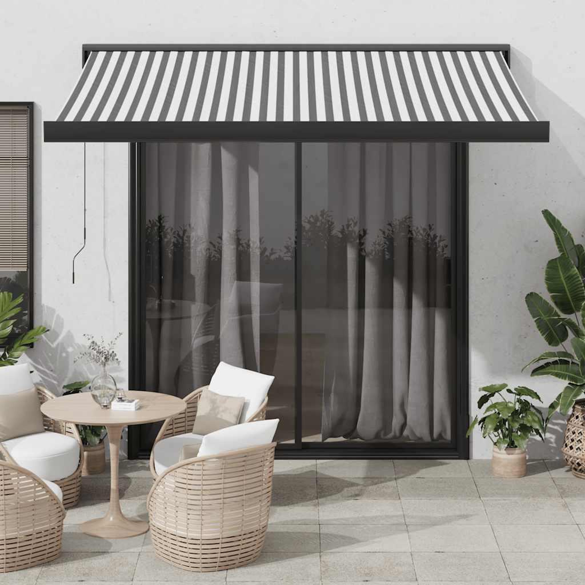 VIDAXL Auvent retractable anthracite et blanc 3,5x2,5m tissu/aluminium
