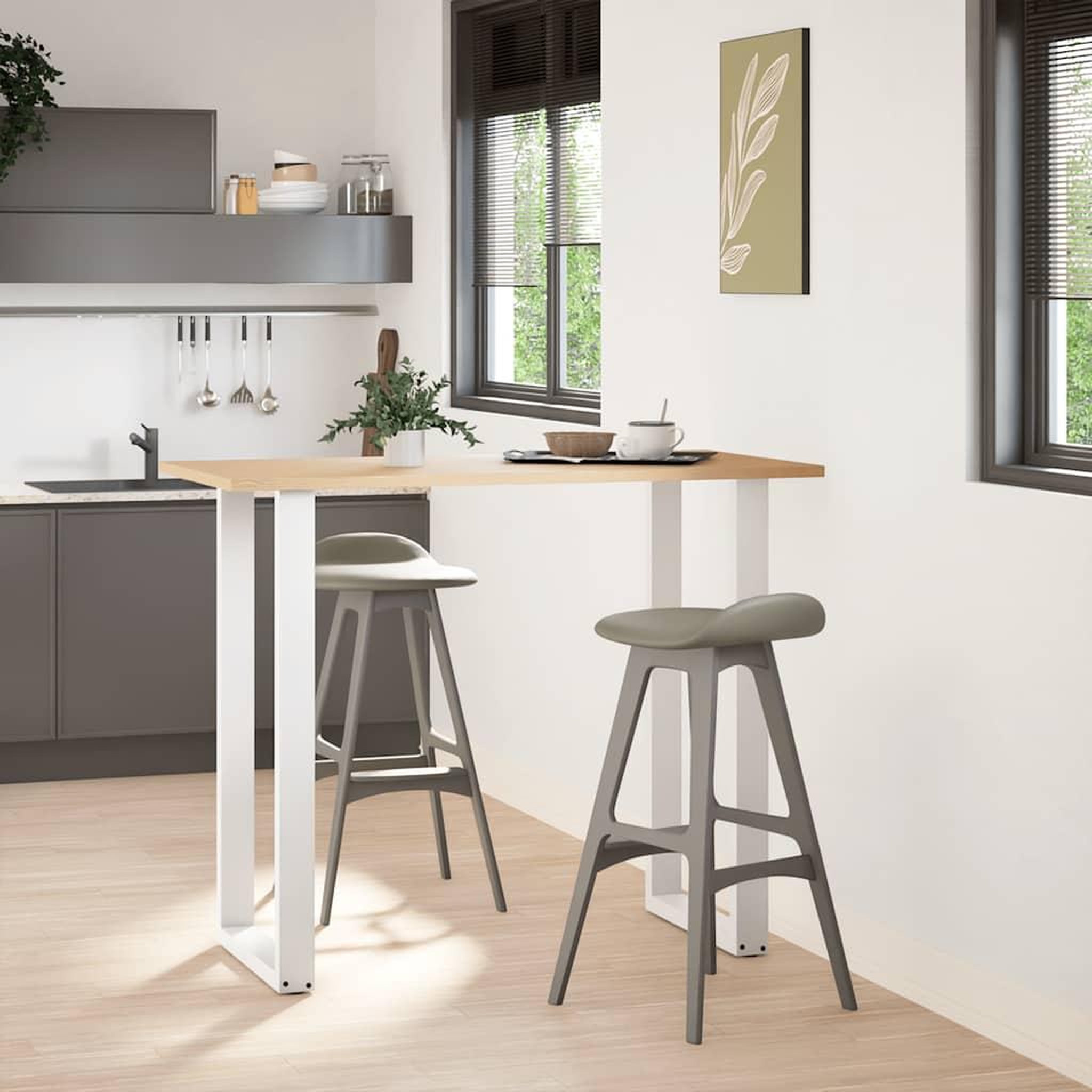 Voir la diapositive 2 : VIDAXL Pieds de table basse forme de U 2pcs blanc 60x(110-111)cm acier
