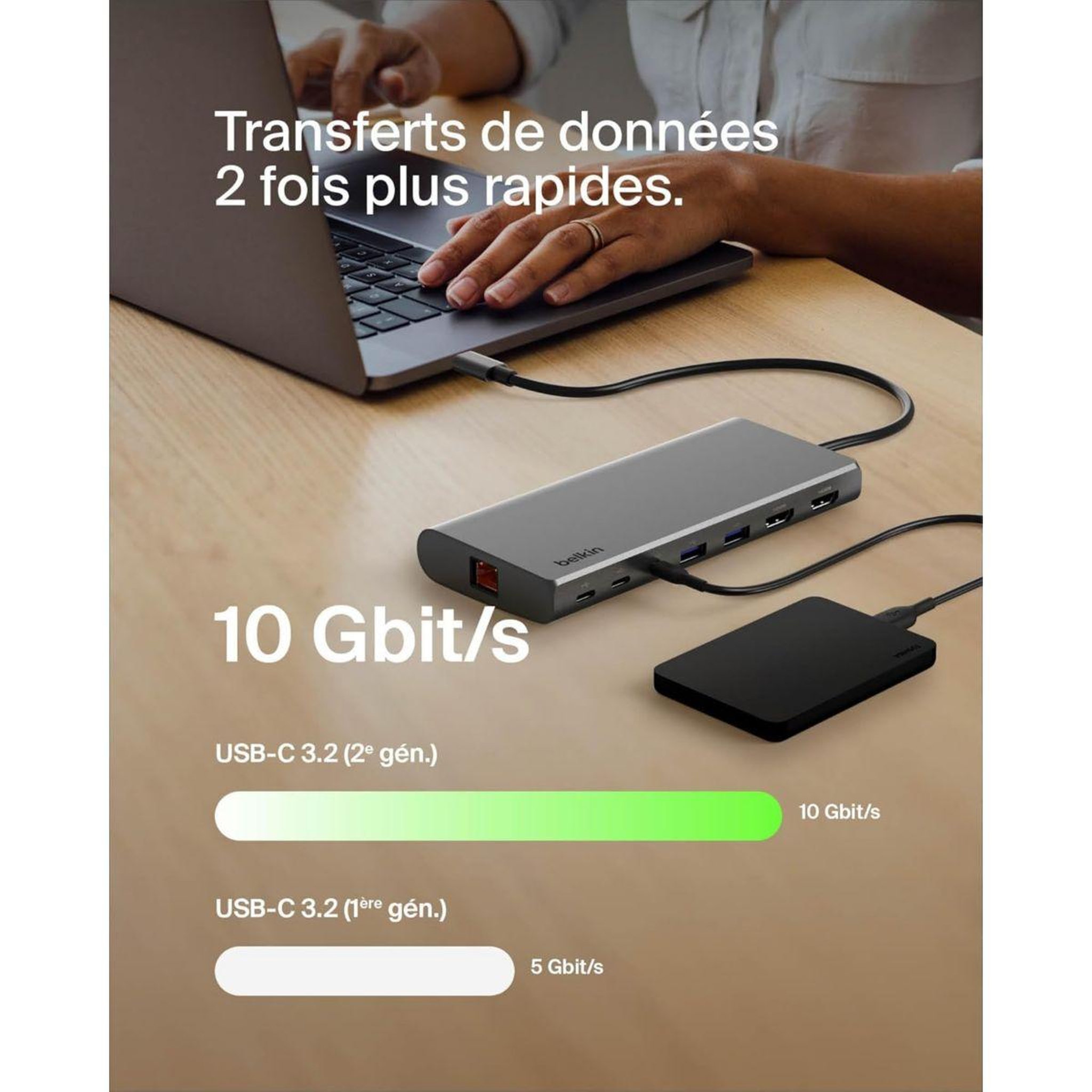 Voir la diapositive 5 : Belkin Station d'accueil usb-c 8 en 1 universelle hub core