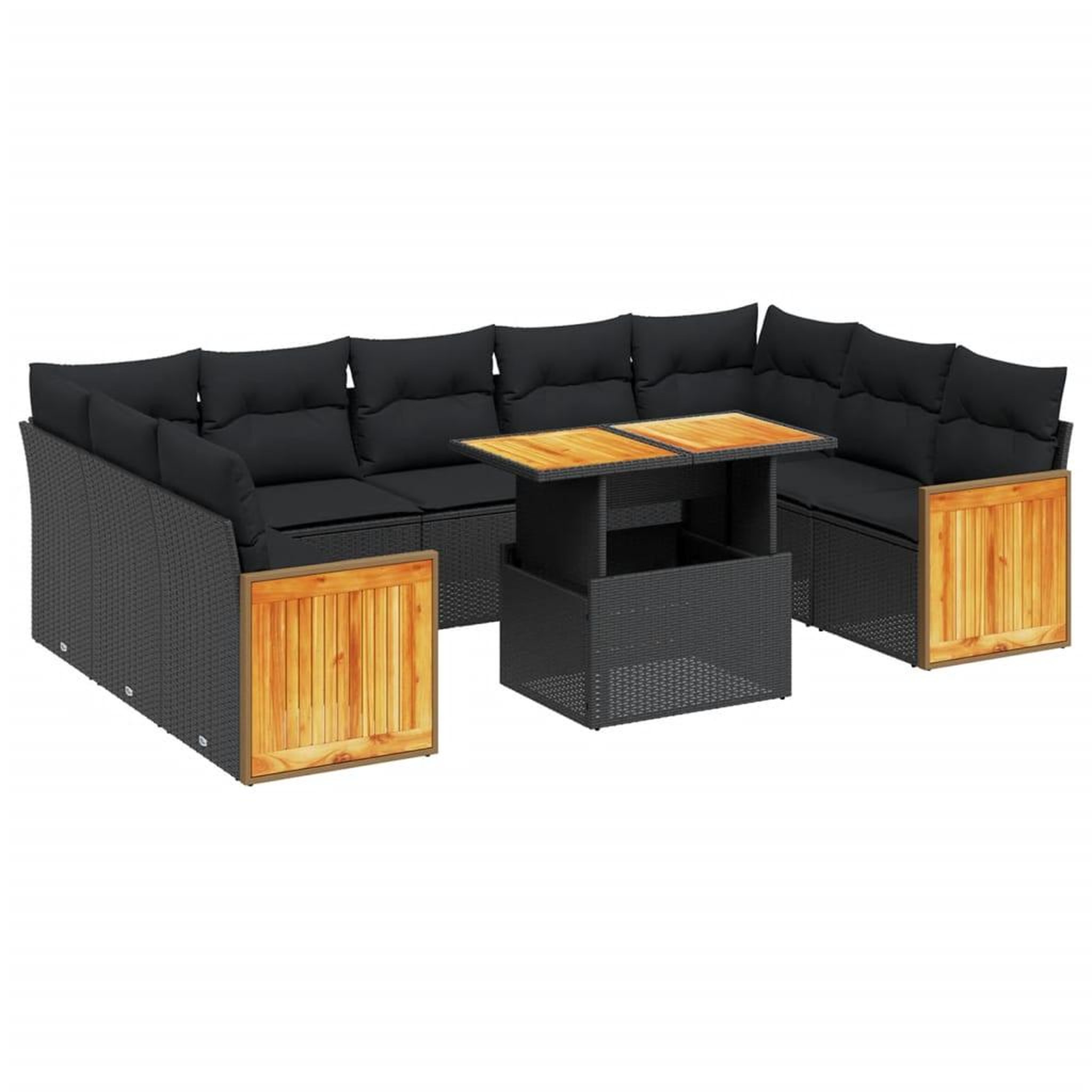 Voir la diapositive 2 : VIDAXL Salon de jardin 10 pcs avec coussins noir resine tressee