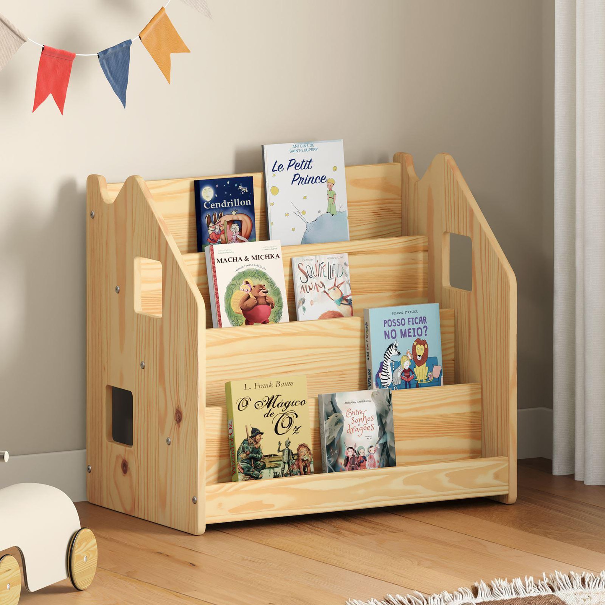 Voir la diapositive 2 : IDIMEX Bibliothèque enfant BRUNO en pin massif