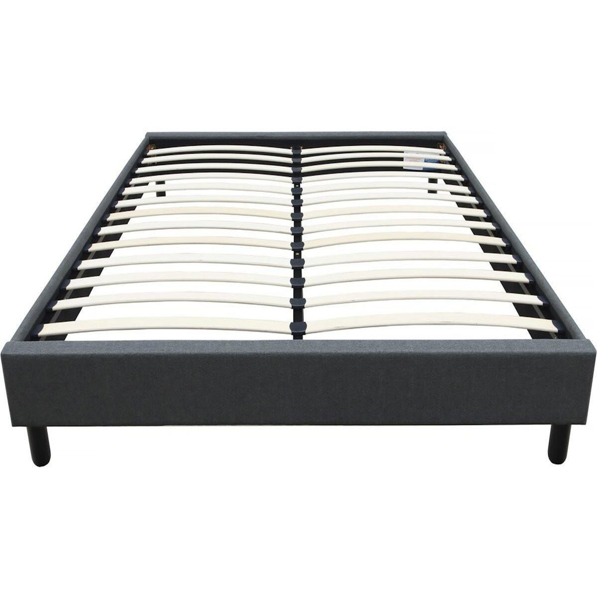 Habitat et Jardin Sommier  Andy  en tissu - 160 x 200 cm - Gris anthracite