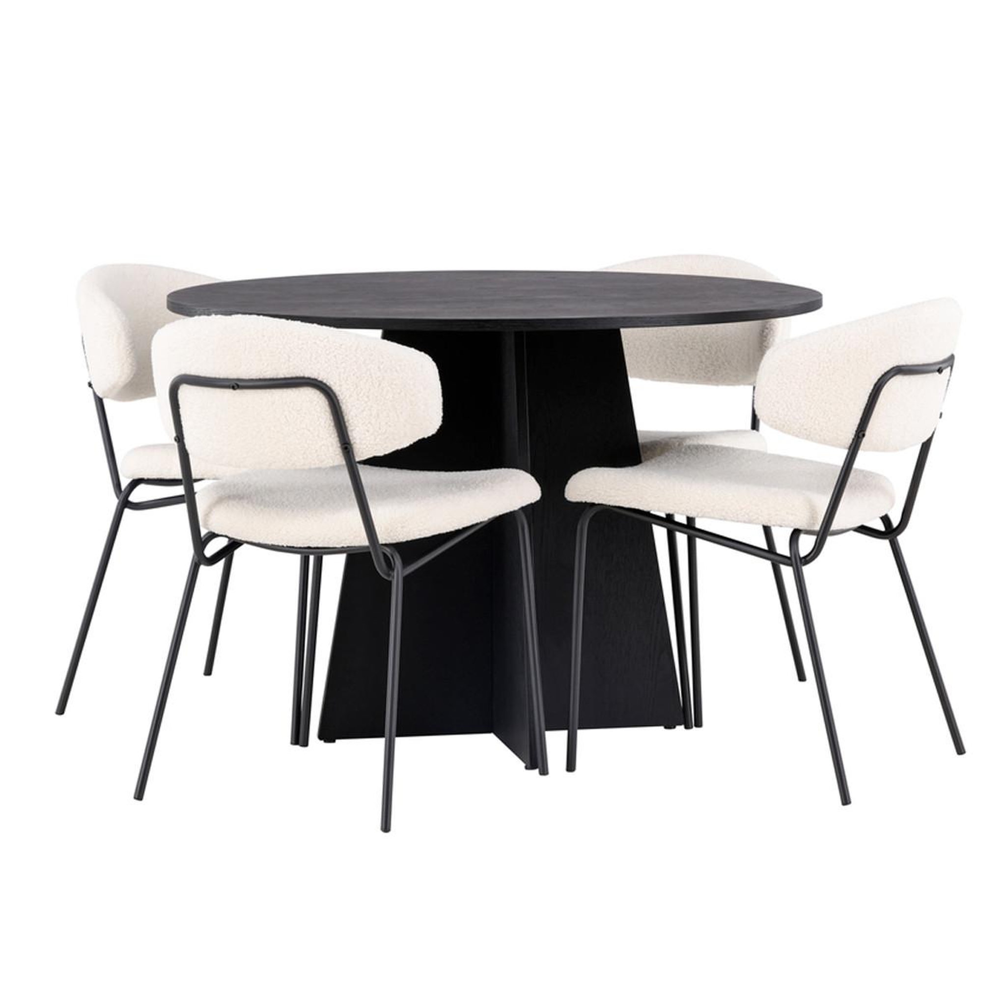 Paris Prix Ensemble table à manger & 4 chaises  bootcut & chico  110cm noir & blanc crème
