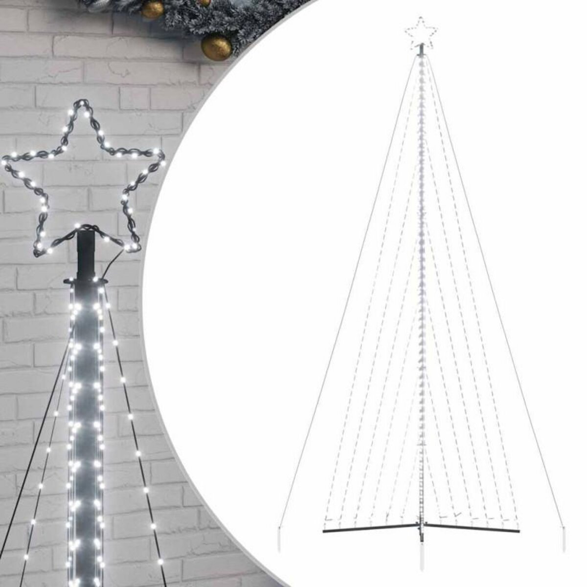 VIDAXL Guirlande de sapin de Noël 789 LED blanc froid 476 cm