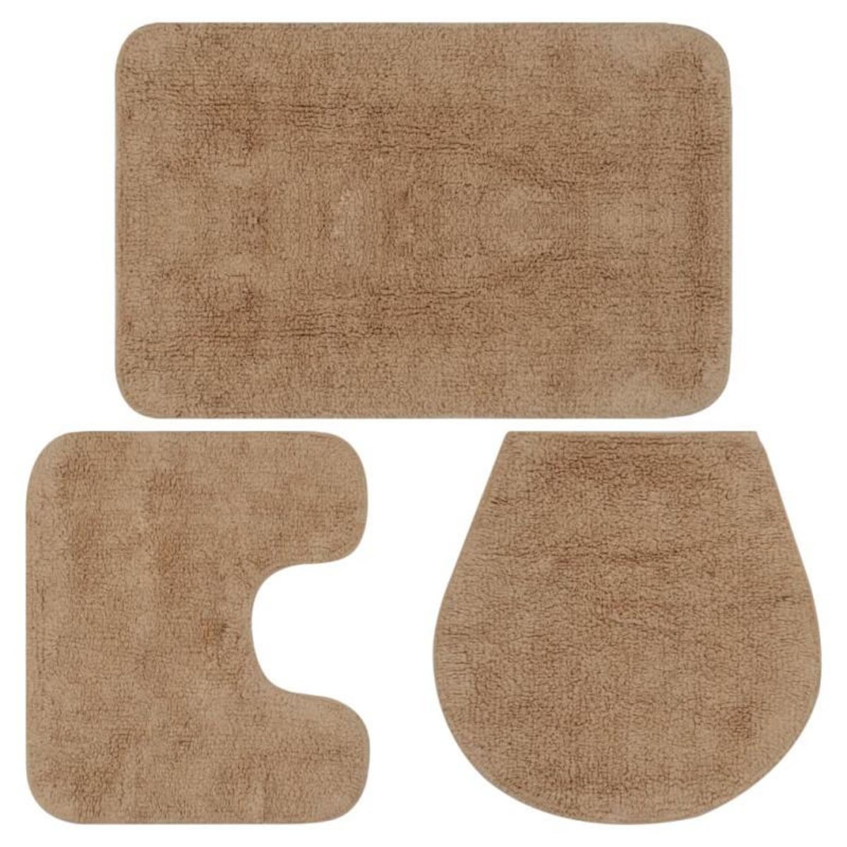 VIDAXL Jeu de tapis de salle de bain 3 pcs Tissu Beige