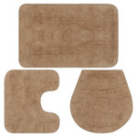 VIDAXL Jeu de tapis de salle de bain 3 pcs Tissu Beige