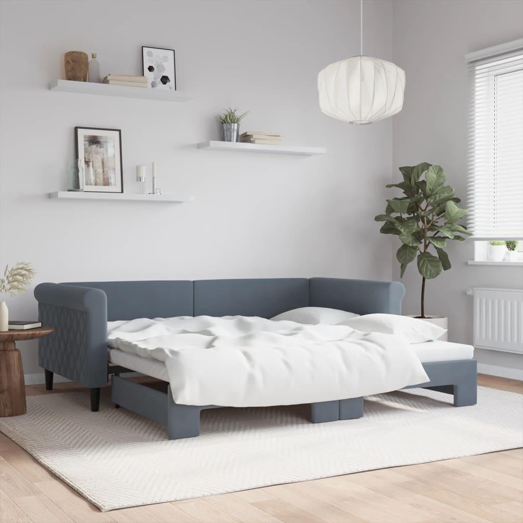 VIDAXL Lit de jour avec gigogne sans matelas gris fonce 90x190 cm