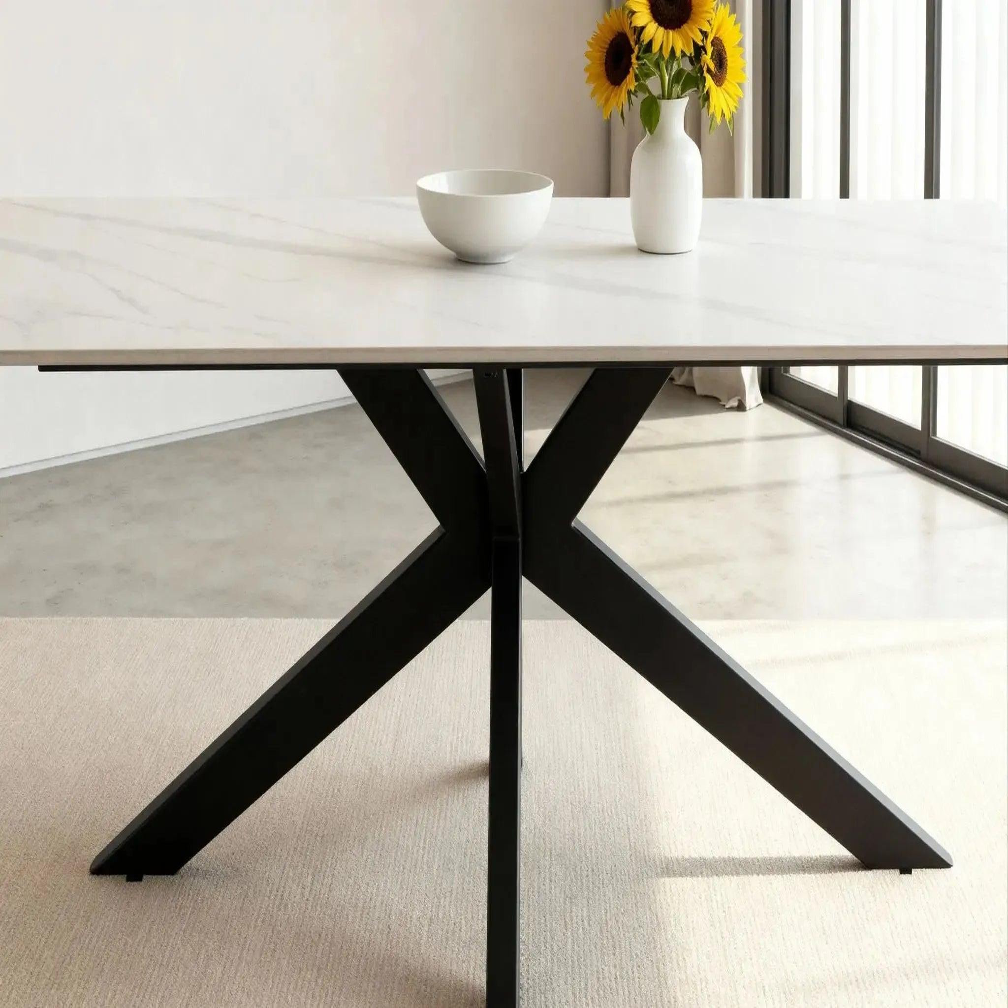 Voir la diapositive 4 : CASANOVA PARIS Rami - table à manger rectangulaire 180cmpieds en métal noir