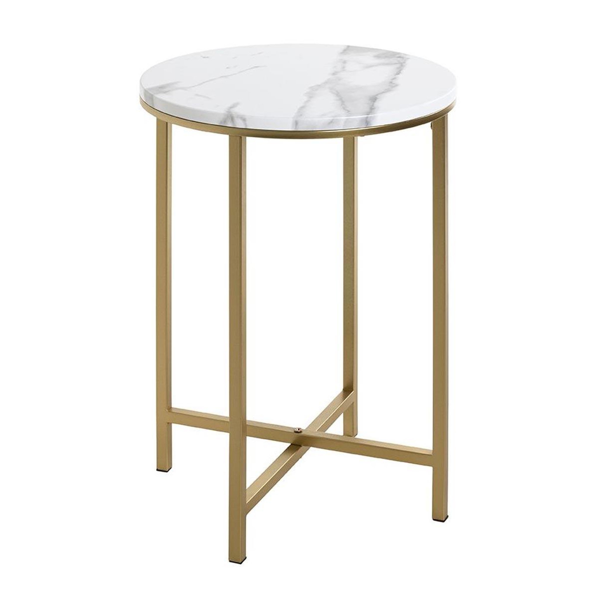 Paris Prix Table d'appoint ronde effet marbre  alba  53cm or