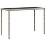 Voir la diapositive 2 : VIDAXL Table de jardin dessus en verre gris clair 115x54x74 cm rotin