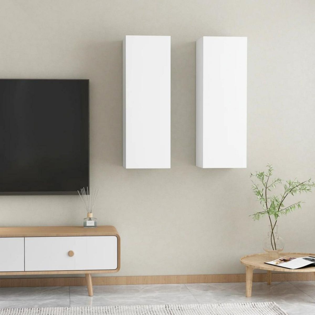 VIDAXL Meubles TV 2 pcs Blanc 30,5x30x90 cm Bois d'ingenierie