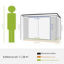 Voir la diapositive 3 : OUTSUNNY Abri de jardin - remise pour outils - cabanon portes verrouillables - dim. 147L x 86l x 134H cm - tôle d'acier gris blanc