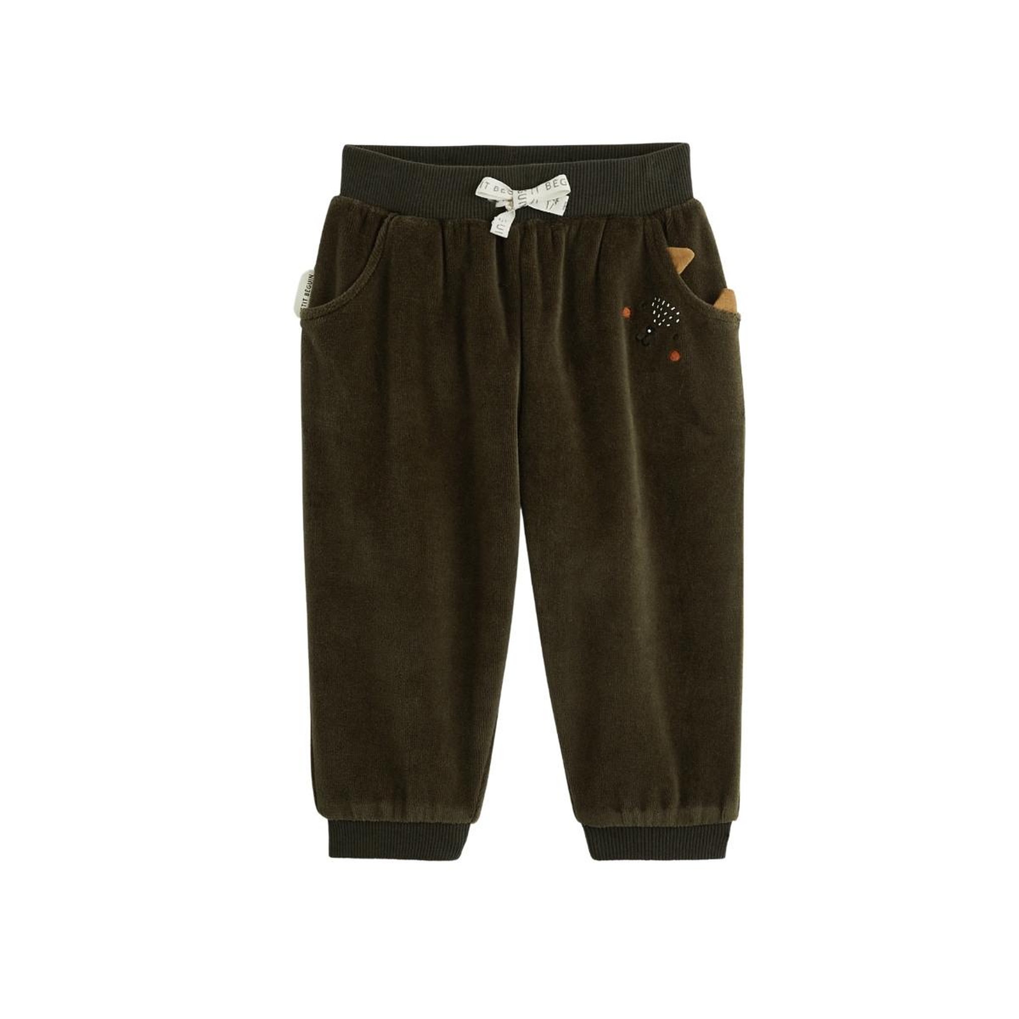 PETIT BEGUIN Pantalon bébé en velours ginkgo. Coloris disponibles : Vert