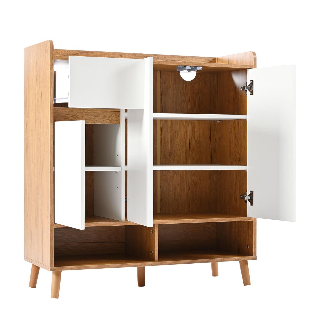 MERAX Meuble à chaussures 12 paires coloris blanc+naturel panneaux de particules