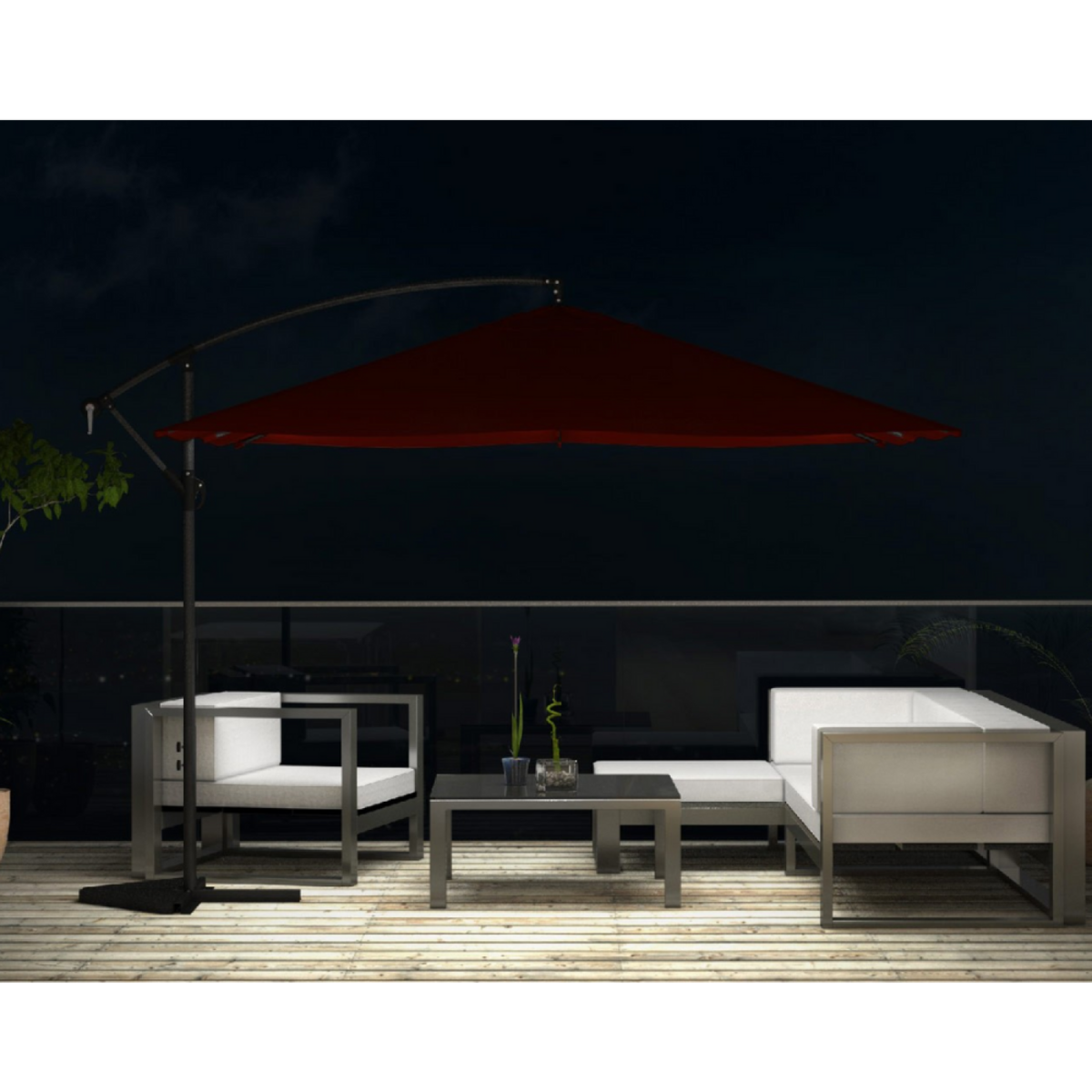 CONCEPT USINE Solenzara Bulle terracotta : parasol LED déporté 3x3m SOLENZARA