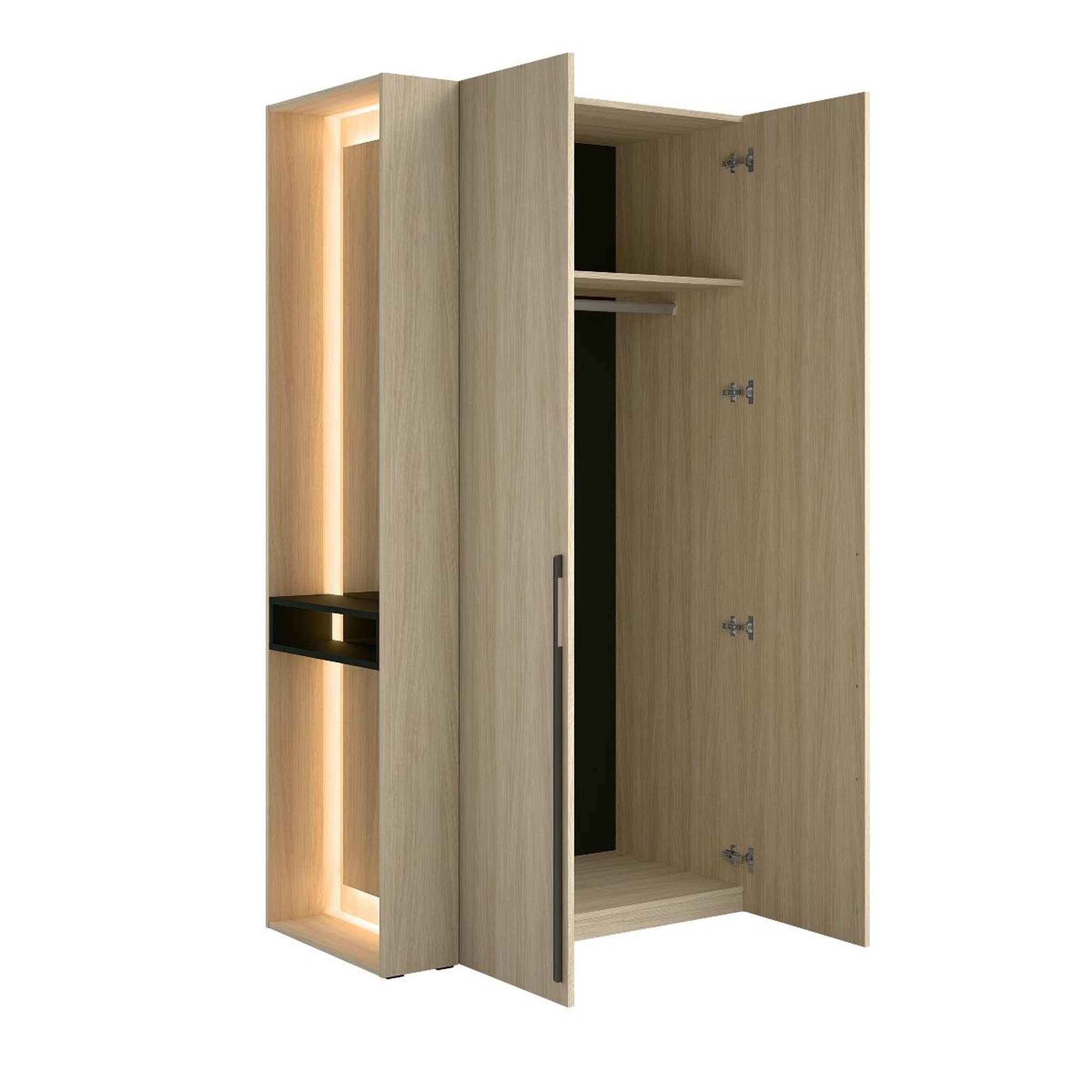 Voir la diapositive 3 : JLC KREATION Vestiaire d'entrée moderne en bois avec miroir 110cm orelia