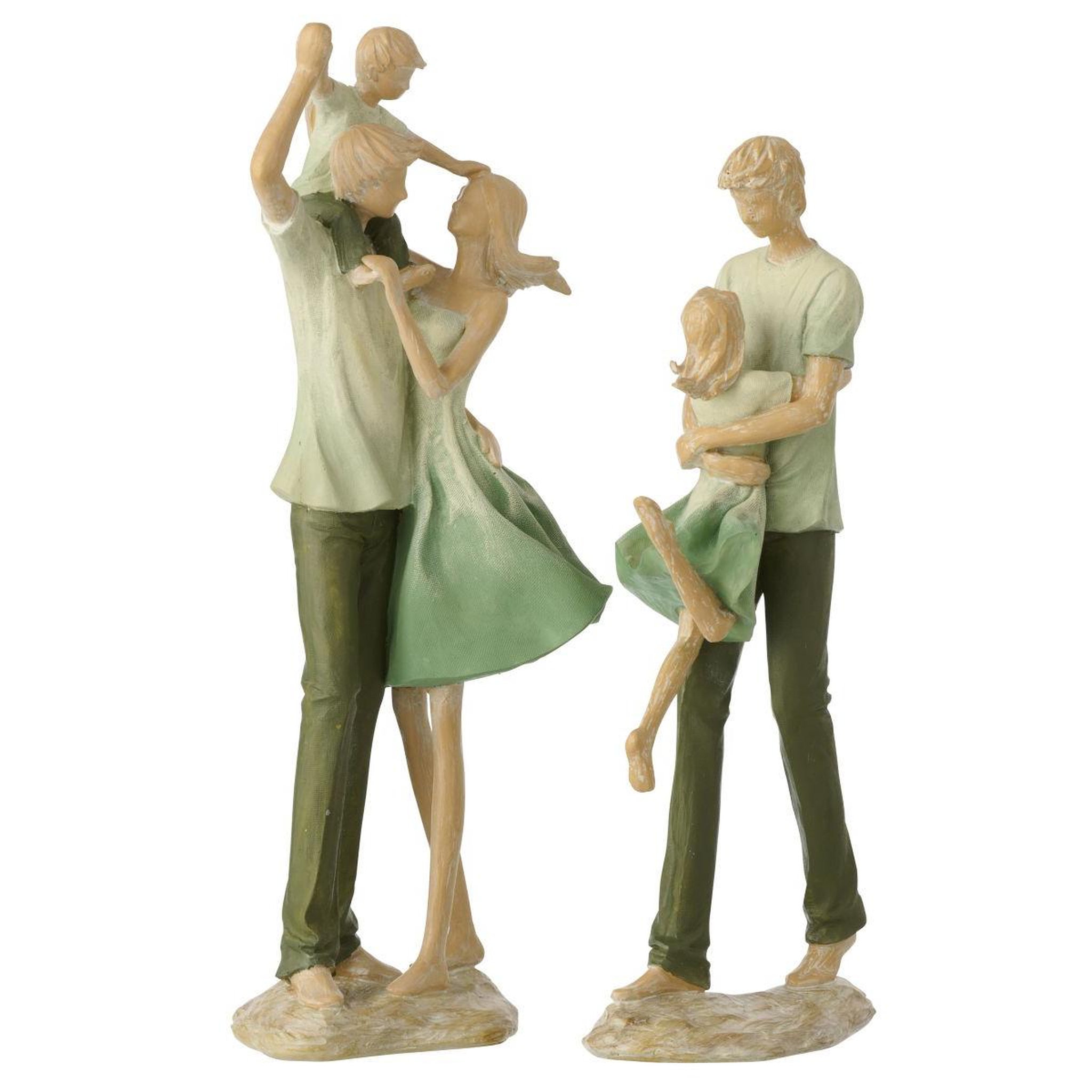 Voir la diapositive 2 : J-LINE Statuette famille 1 enfant  matcha  39cm vert
