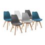 Voir la diapositive 2 : Lot de 6 chaises pieds bois massif LYDIA