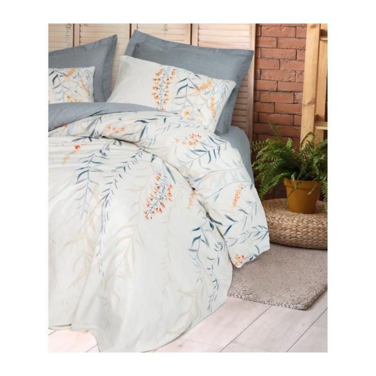 GENERIQUE Parure de lit - 129CTN64844 - 1 housse de couette 220 x 240 cm + 2 taies d'oreiller 60 x 60 cm - 100% coton ranforcé - Bleu