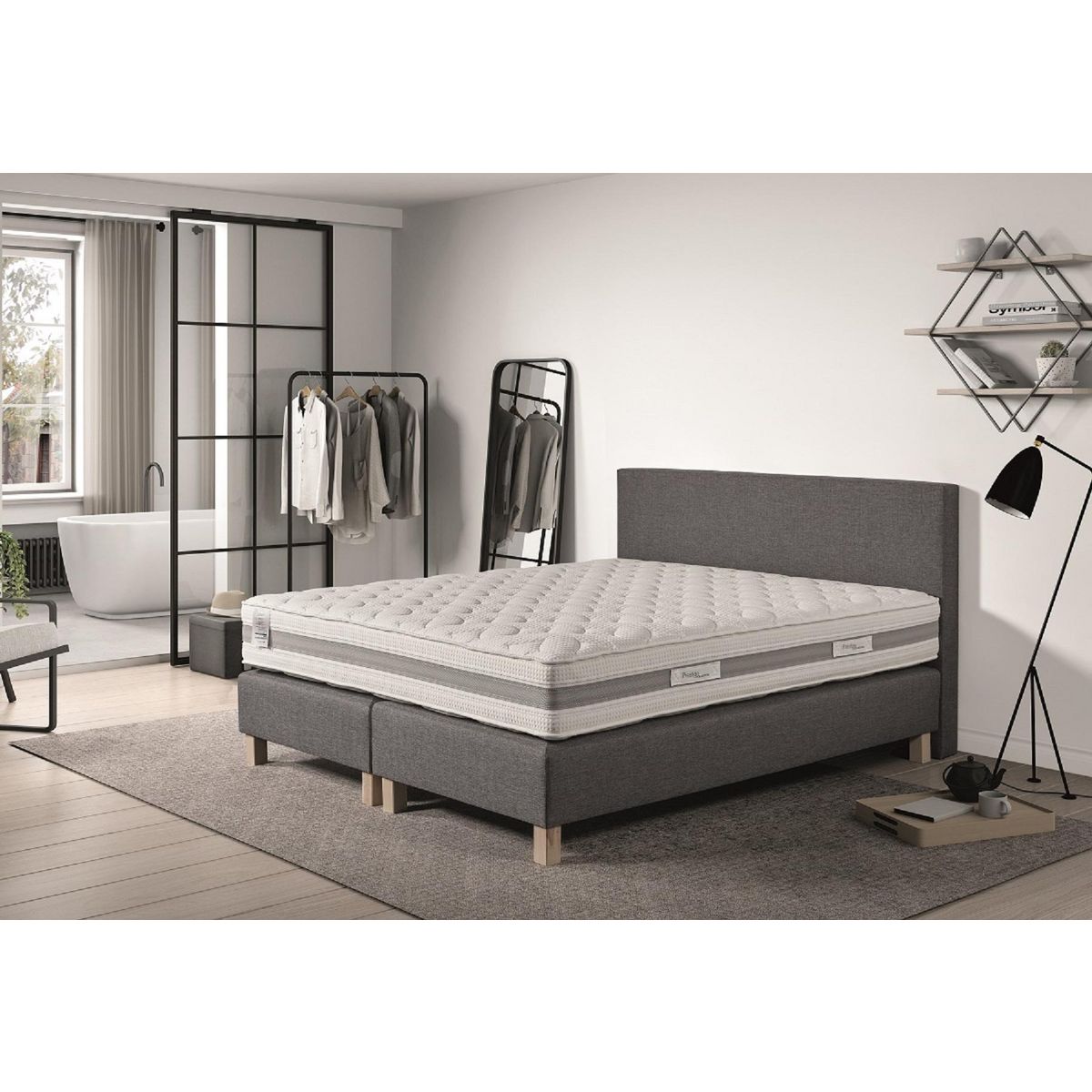 PRESTIGE Collection Ensemble complet Boxspring 180x200 cm matelas sommier tête de lit CONFORT HOTEL