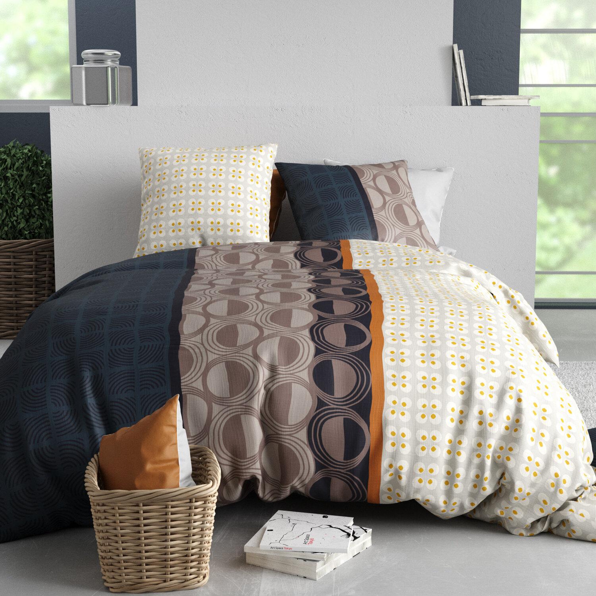 ATELIER DU COTON Parure housse de couette 100% coton 57fils curtis. Coloris disponibles : Multicolore