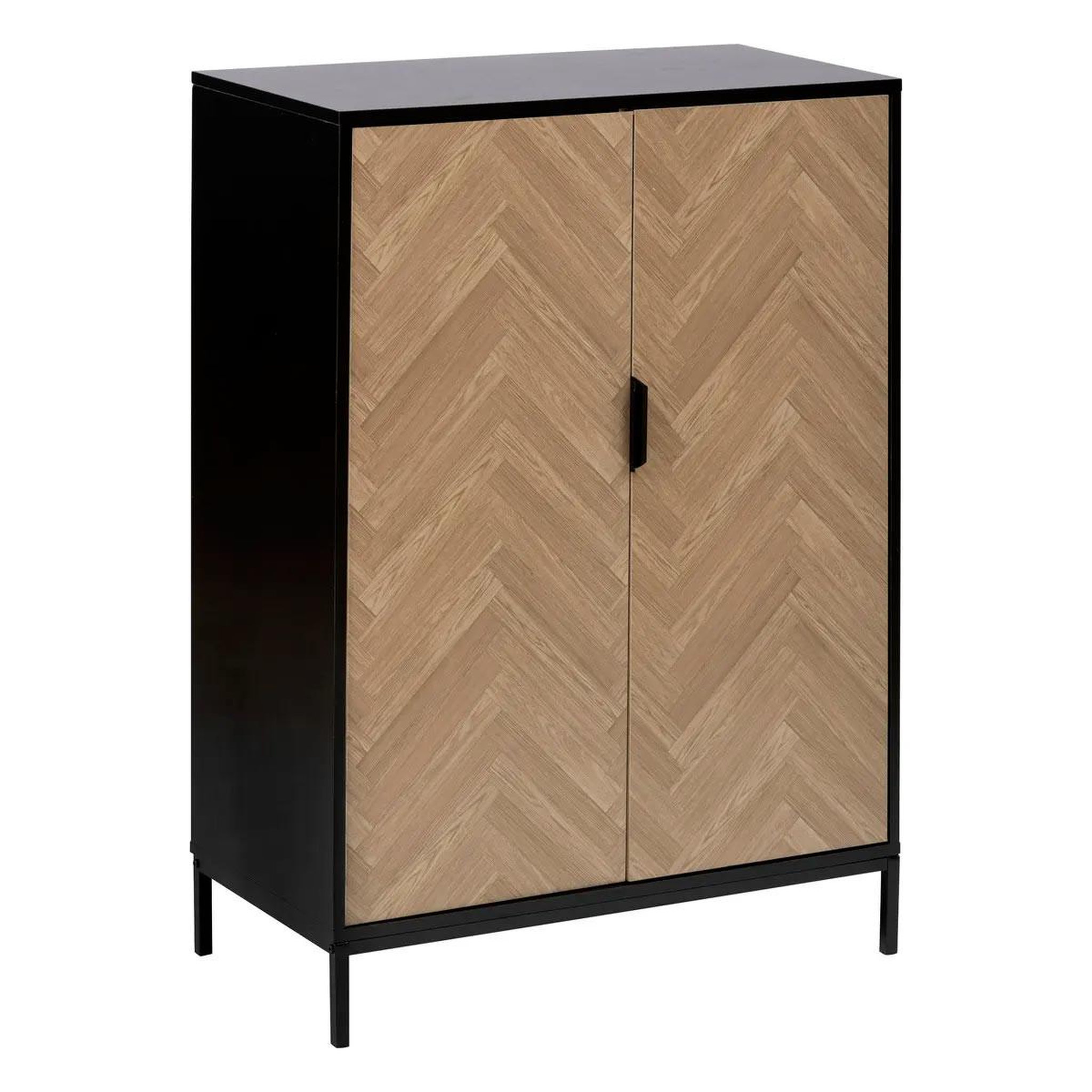 FIVE Cabinet 2 portes  chevrons  110cm naturel & noir