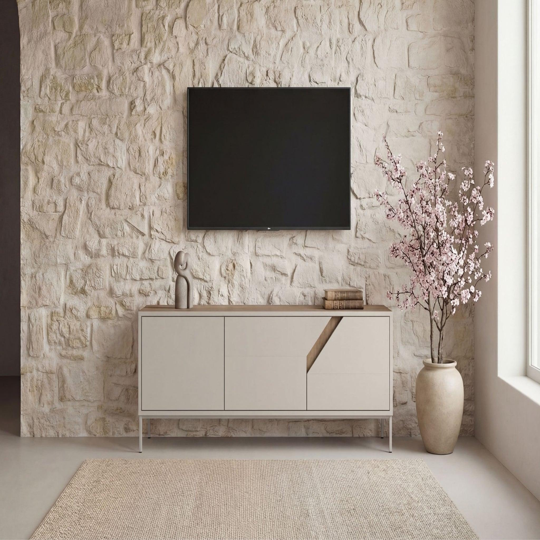 Voir la diapositive 2 : CASANOVA PARIS Dalia - meuble tv 150cm en mélamine - beige