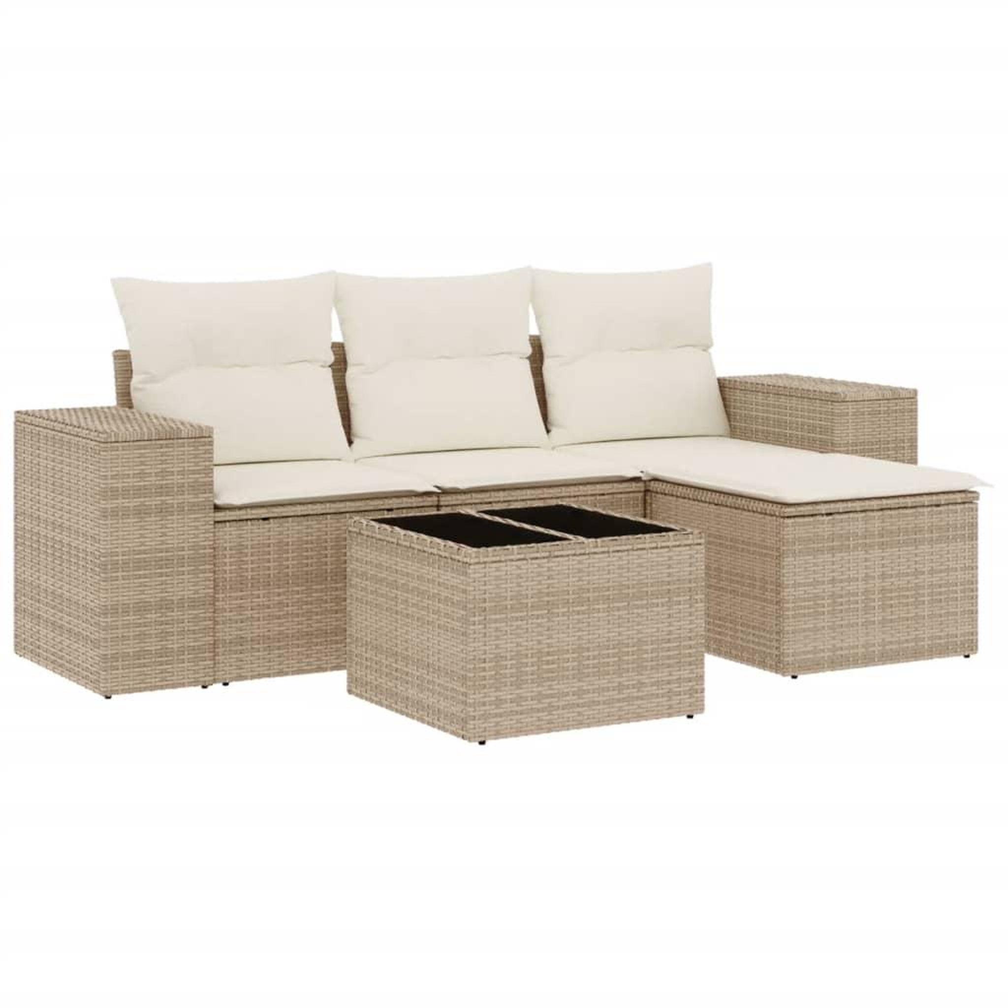 Voir la diapositive 2 : VIDAXL Salon de jardin avec coussins 5 pcs beige resine tressee