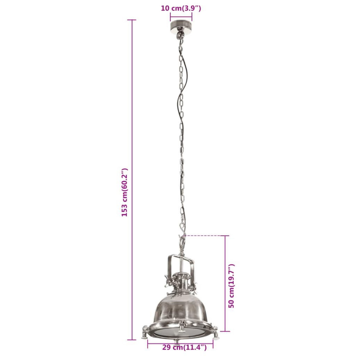 VIDAXL Lampe suspendue 29x29x153 cm aluminium