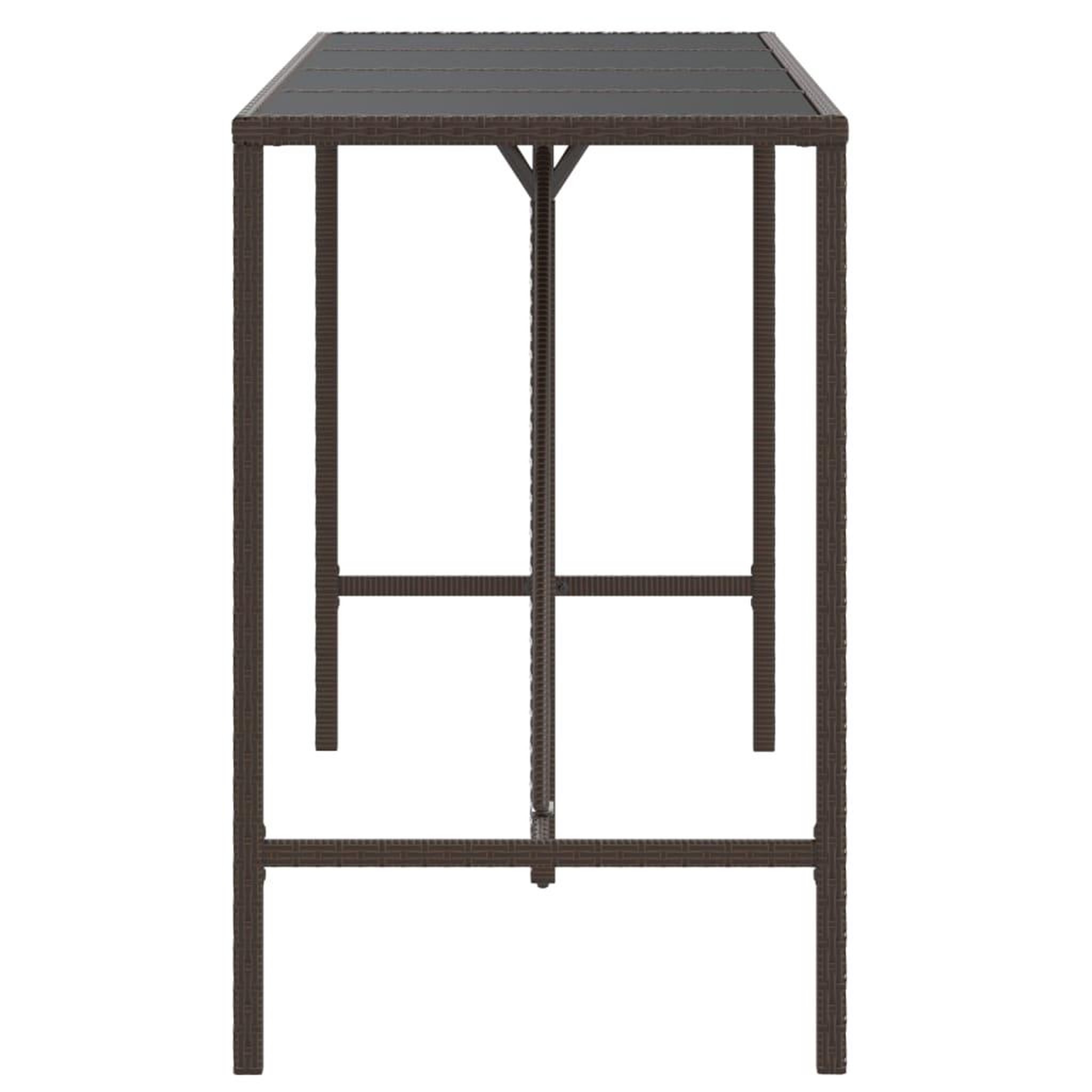Voir la diapositive 4 : VIDAXL Table de bar et dessus en verre marron 180x70x110 cm poly rotin