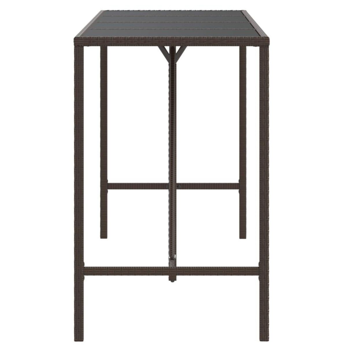 VIDAXL Table de bar et dessus en verre marron 180x70x110 cm poly rotin