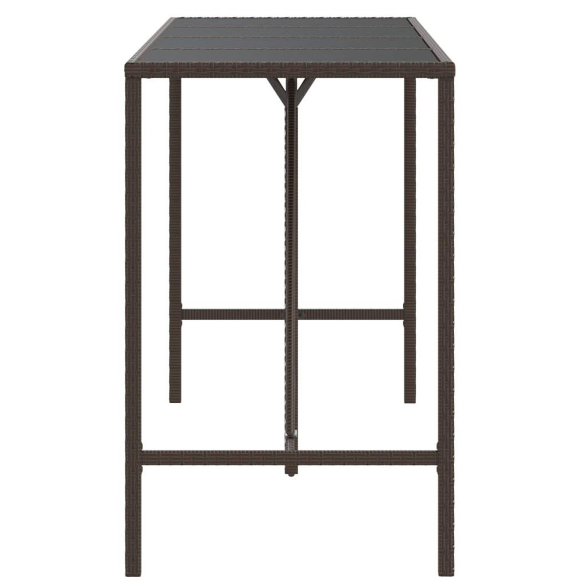 VIDAXL Table de bar et dessus en verre marron 180x70x110 cm poly rotin