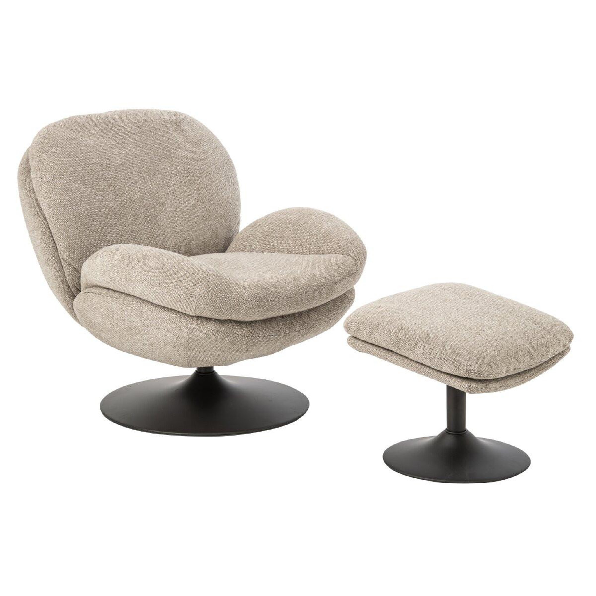 J-LINE Fauteuil avec pouf repose-pieds  helle  88cm beige
