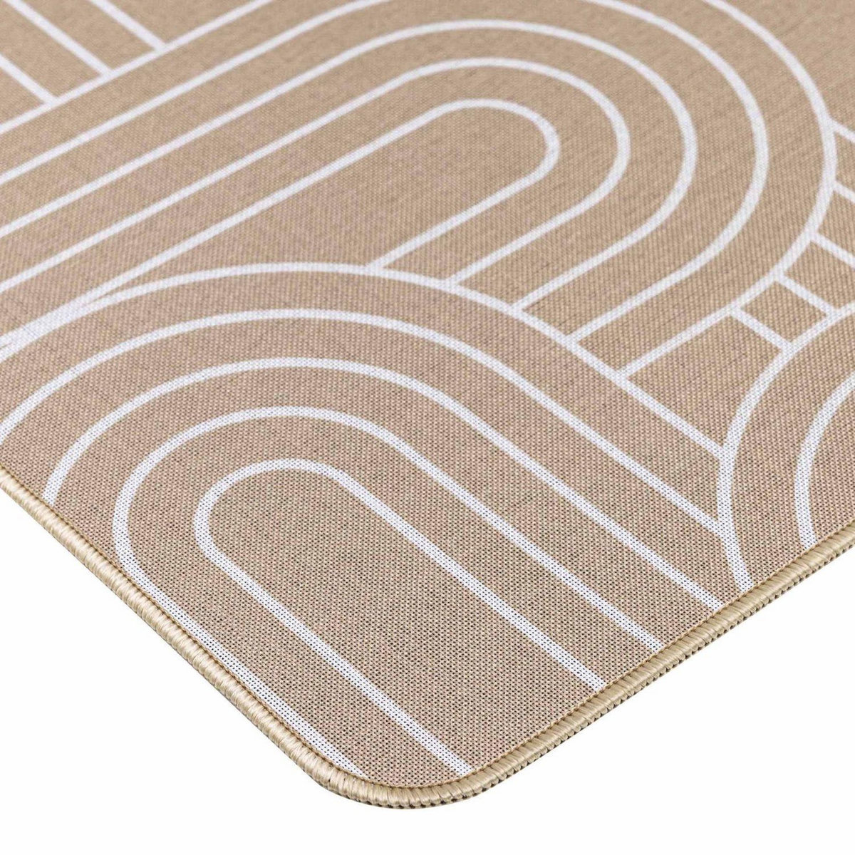 Douceur d'Intérieur Tapis antidérapant imprimé design MODUL - 45 x 75 cm - Blanc et marron