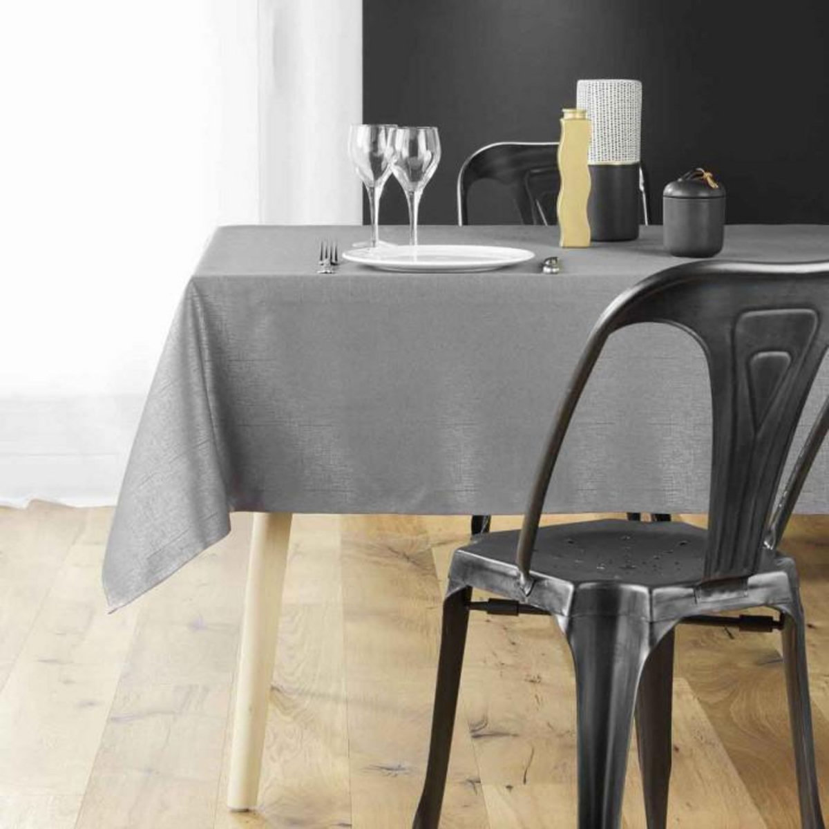 Paris Prix Nappe Jacquard Déco  Debbie  140x240cm Anthracite
