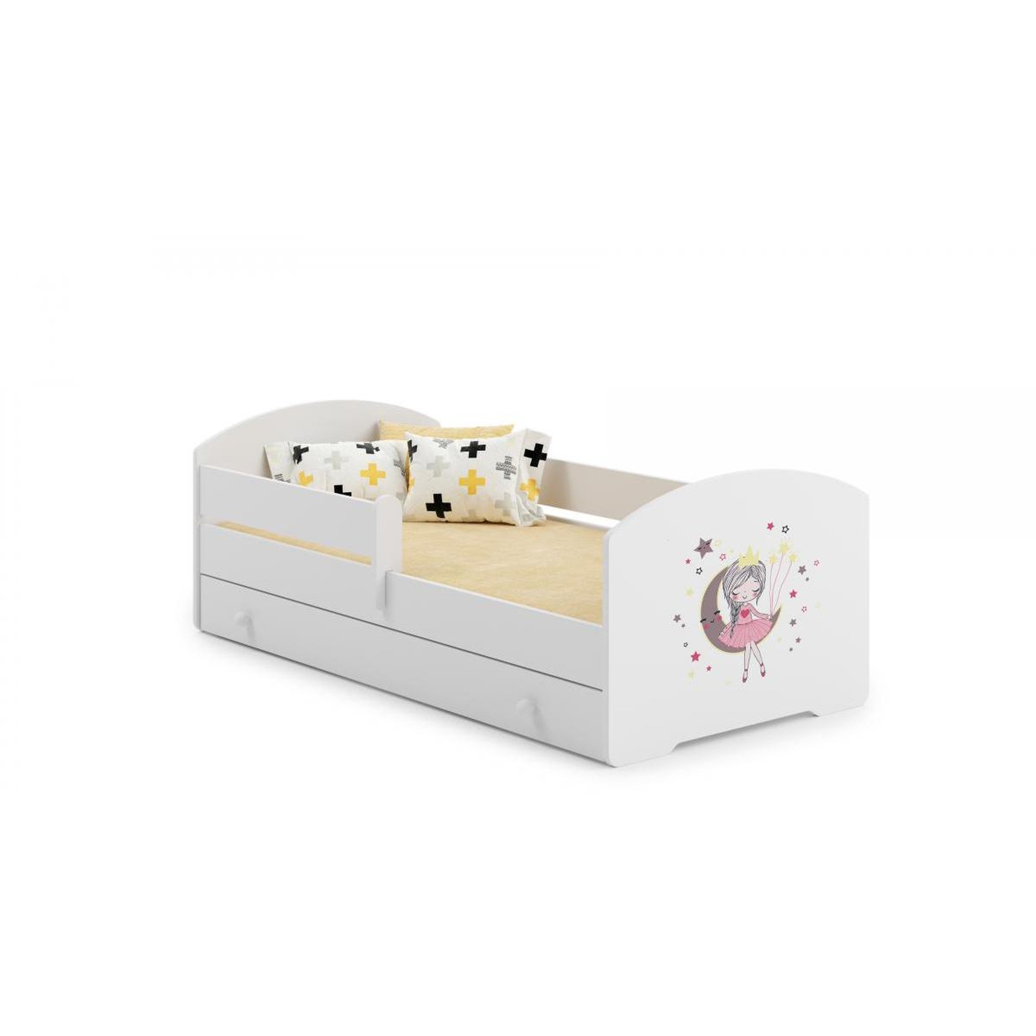 KOBI Lit enfant LUK BAR+SZU 140x70 Lune tiroir de rangement avec matelas