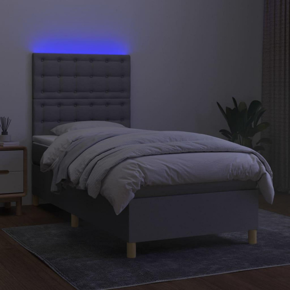 VIDAXL Sommier a lattes de lit et matelas et LED Gris clair 80x200 cm