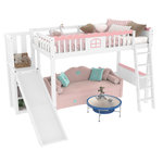 MERAX Lit combiné enfant 90x200cm pin coloris blanc et rose
