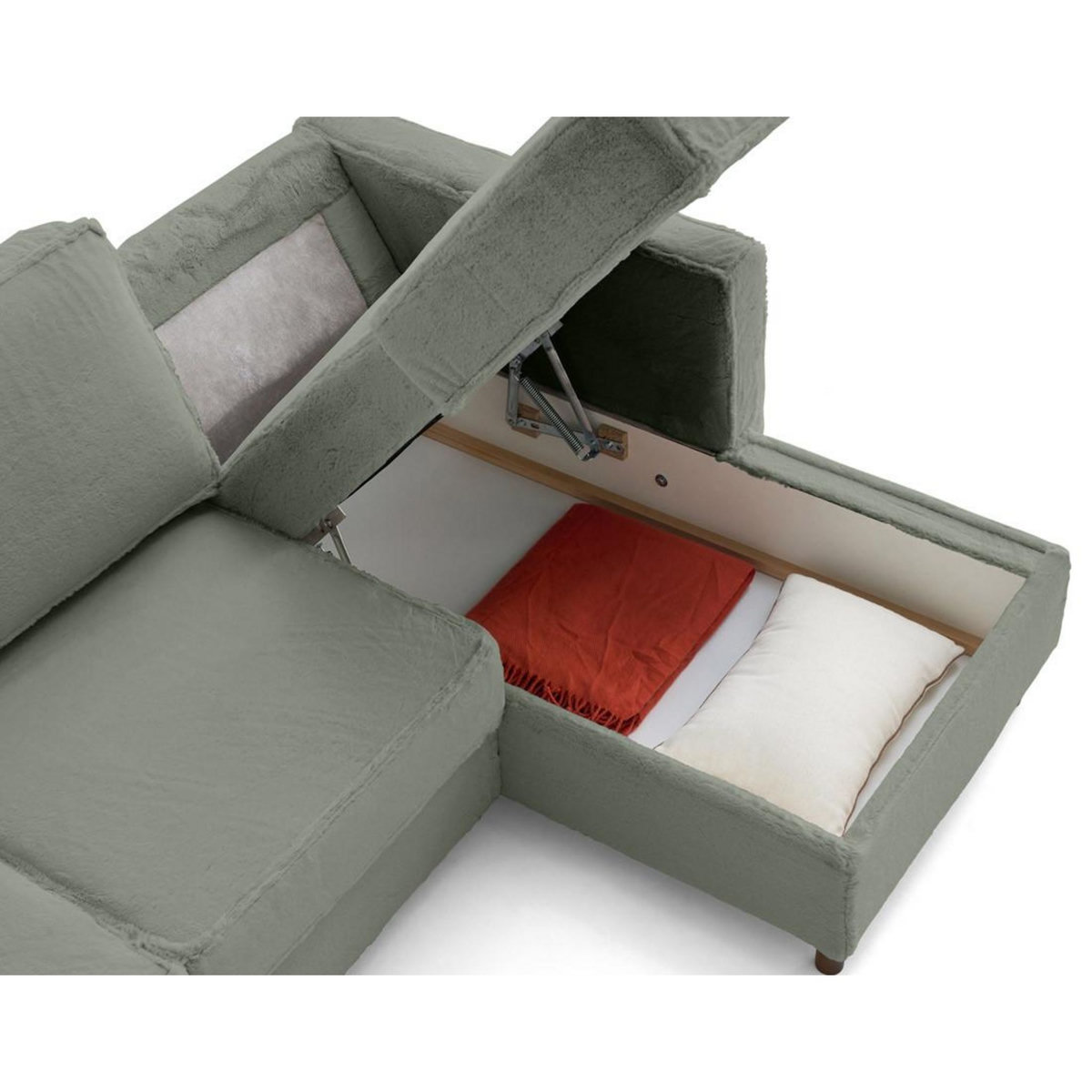 LISA DESIGN Jake - canapé d'angle droit 4 places convertible avec coffre en fausse fourrure