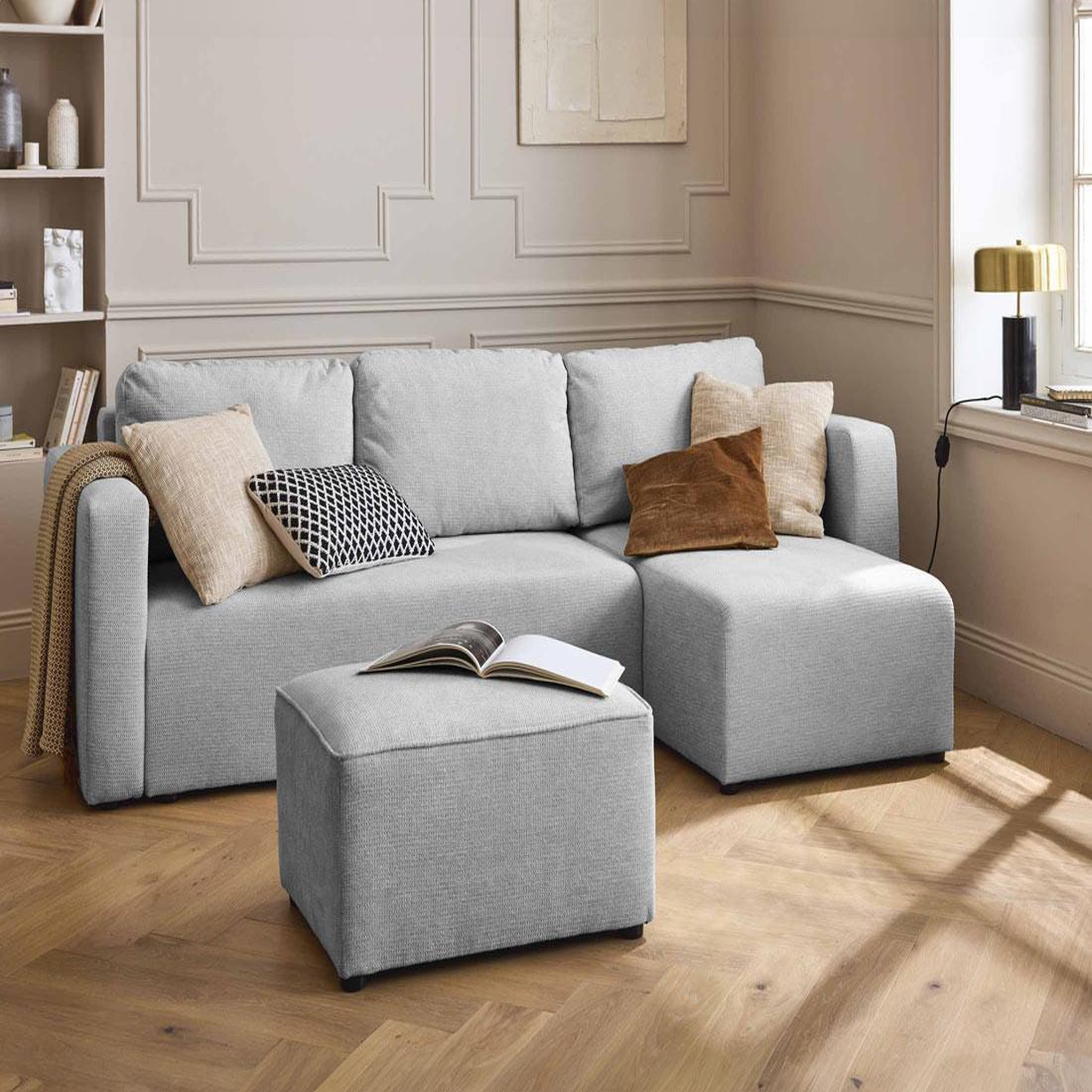 Voir la diapositive 2 : BEST MOBILIER Canopy - pouf - en tissu texturé