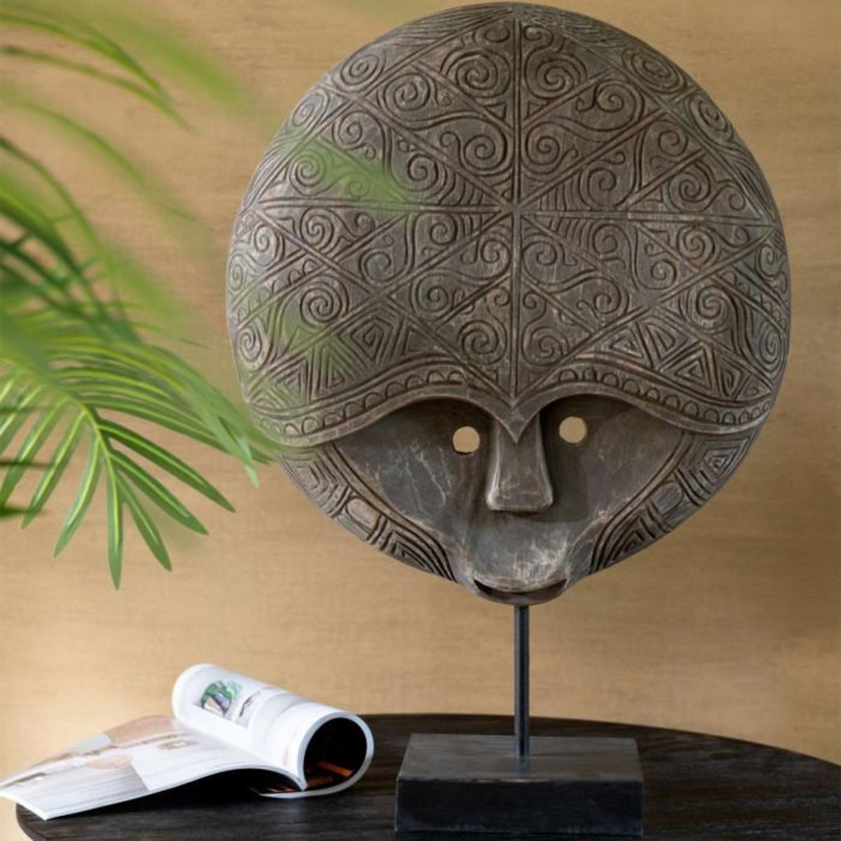 Paris Prix Statue Masque sur Pied  Julien  65cm Marron