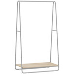 HOMCOM Portant penderie droit métal avec étagère bois 80 x 44 x 140 cm