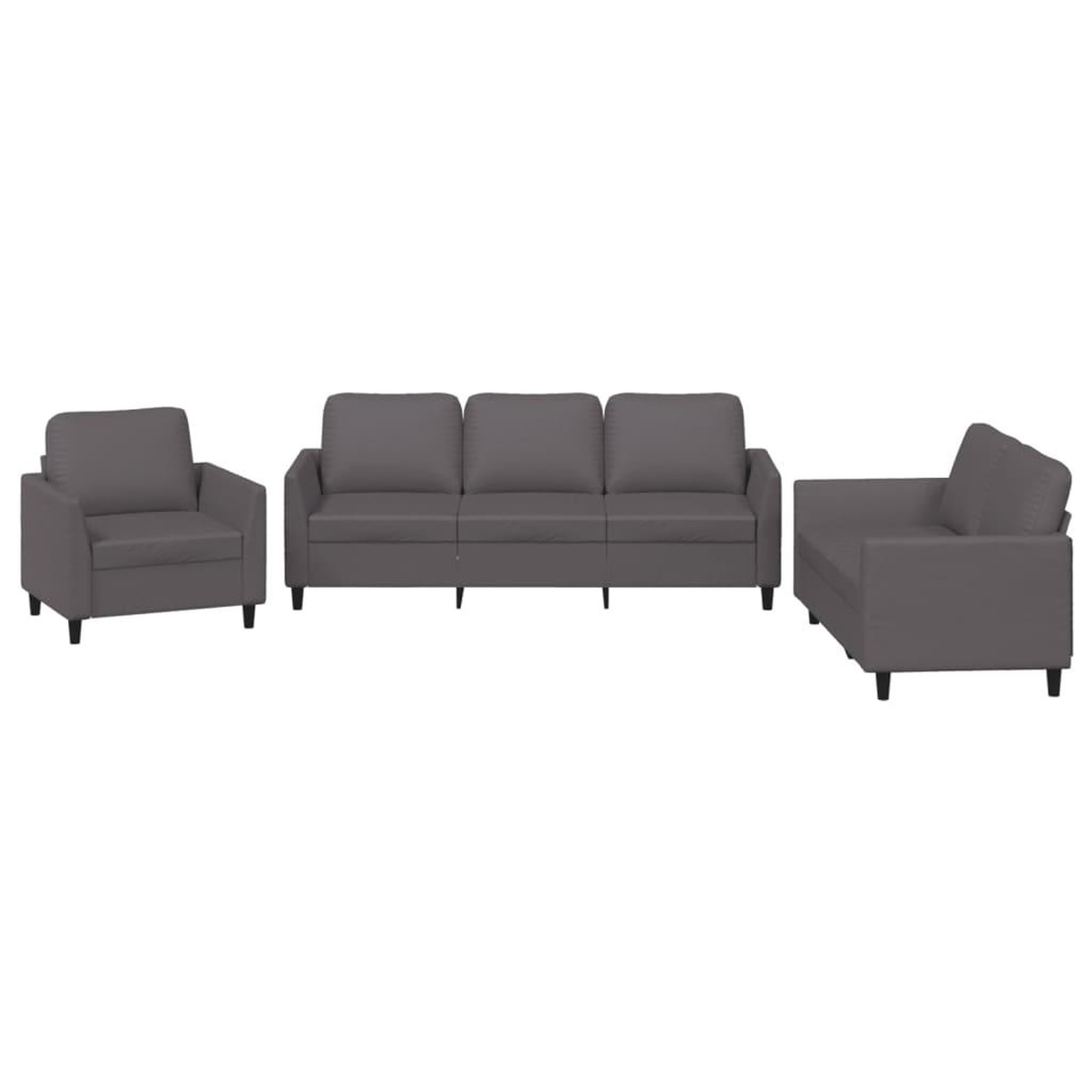 Voir la diapositive 2 : VIDAXL Ensemble de canapes 3 pcs avec coussins Gris Similicuir