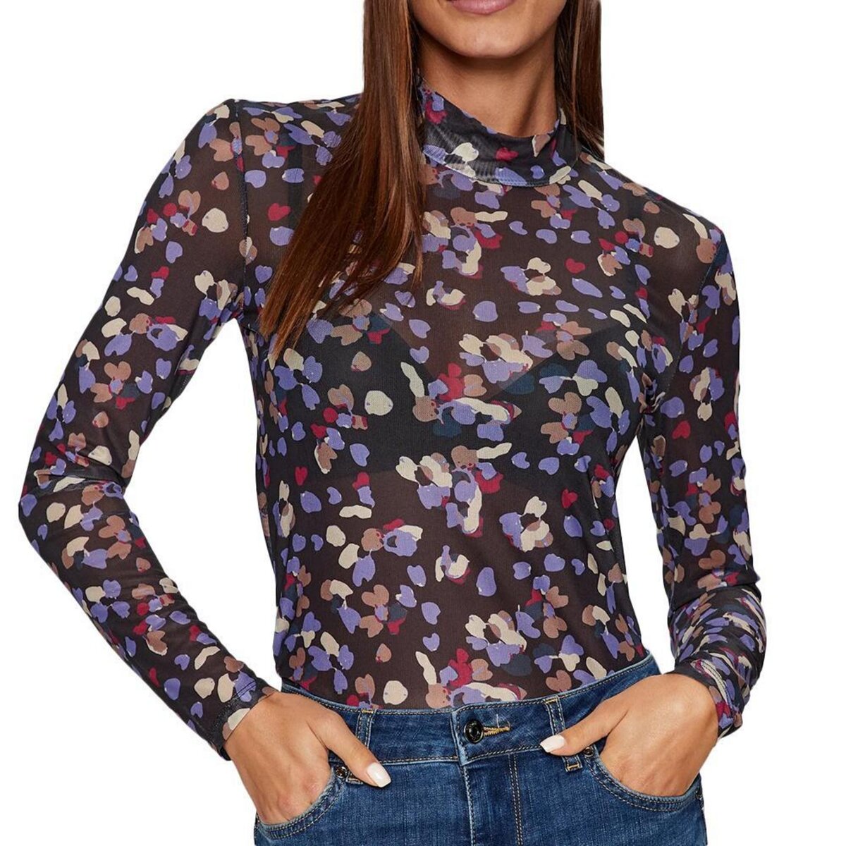 Vila T Shirt Manches  ongues /Bleu Femme Vila Volettis