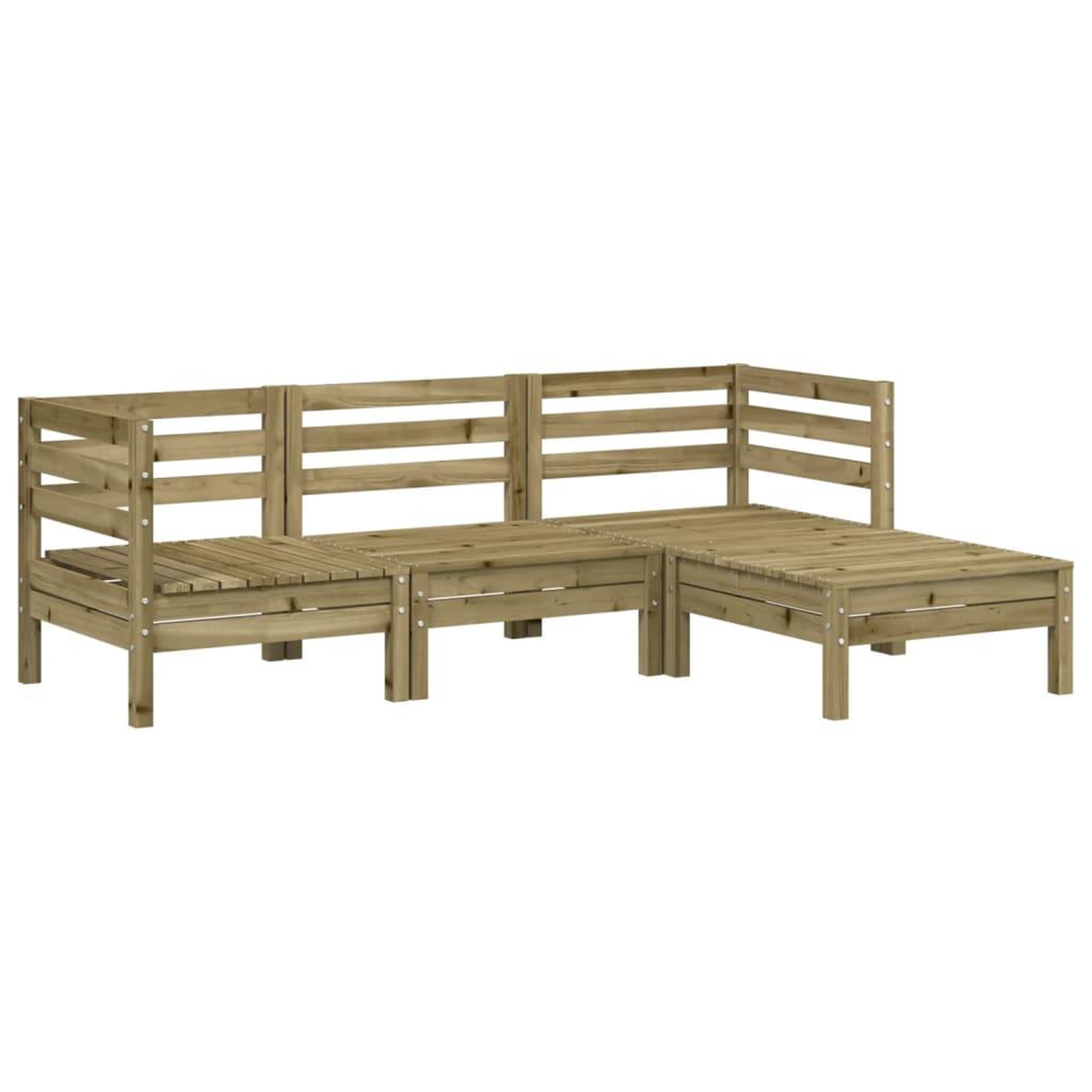 Voir la diapositive 2 : VIDAXL Canape de jardin 3 places avec repose-pieds bois pin impregne